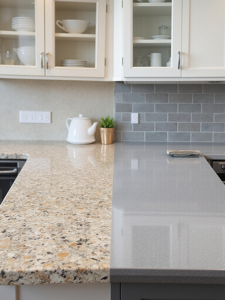 Granite vs. Quartz Countertops: Comparing natural stone and engineered stone.