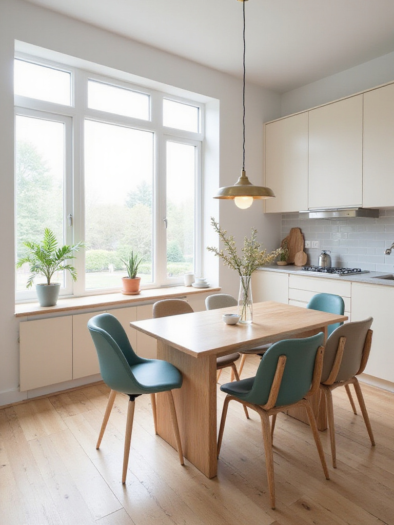 Stylish and comfortable kitchen dining chairs surrounding a modern wooden table.