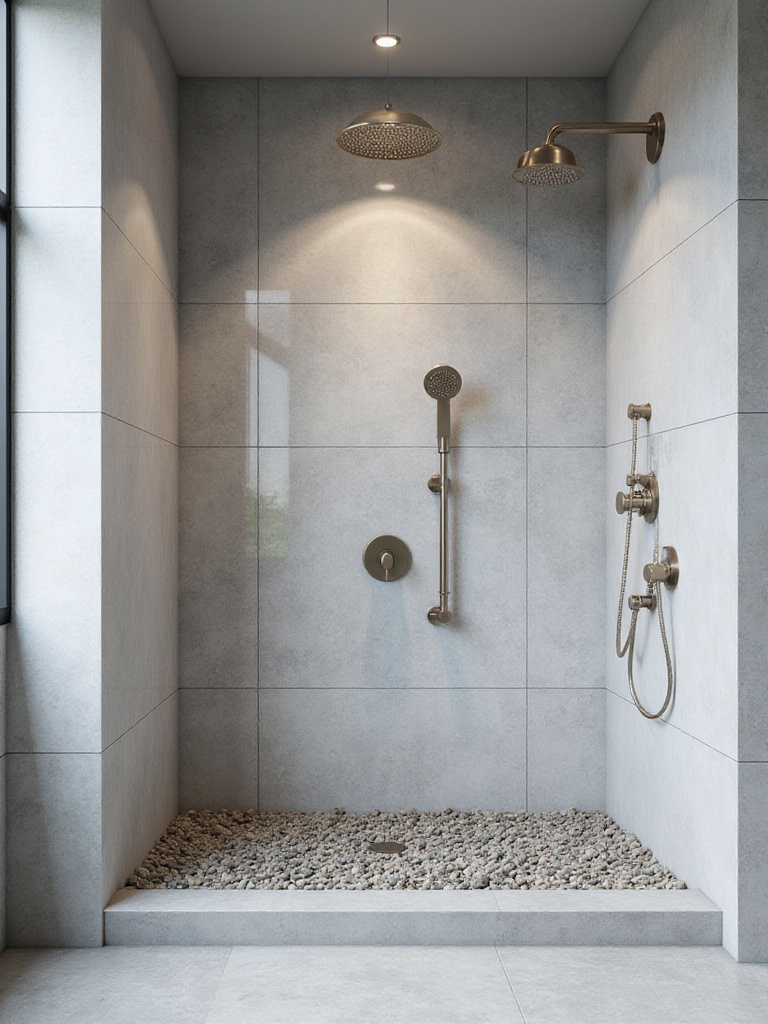 Modern shower design with multiple body sprays providing a luxurious spa experience.