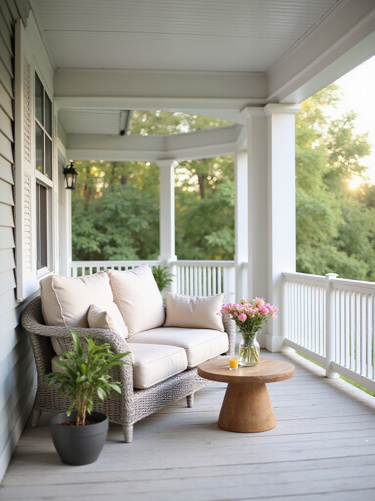 Comfortable outdoor sofa on a relaxing porch