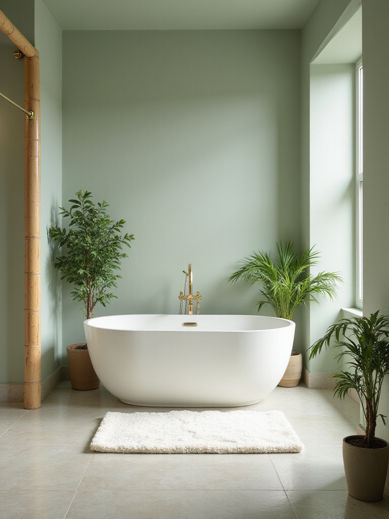 A tranquil bathroom with soothing colors and spa-like ambiance.