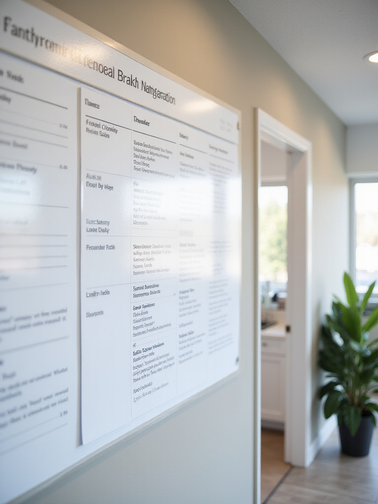 Bathroom remodel project timeline displayed on a project board