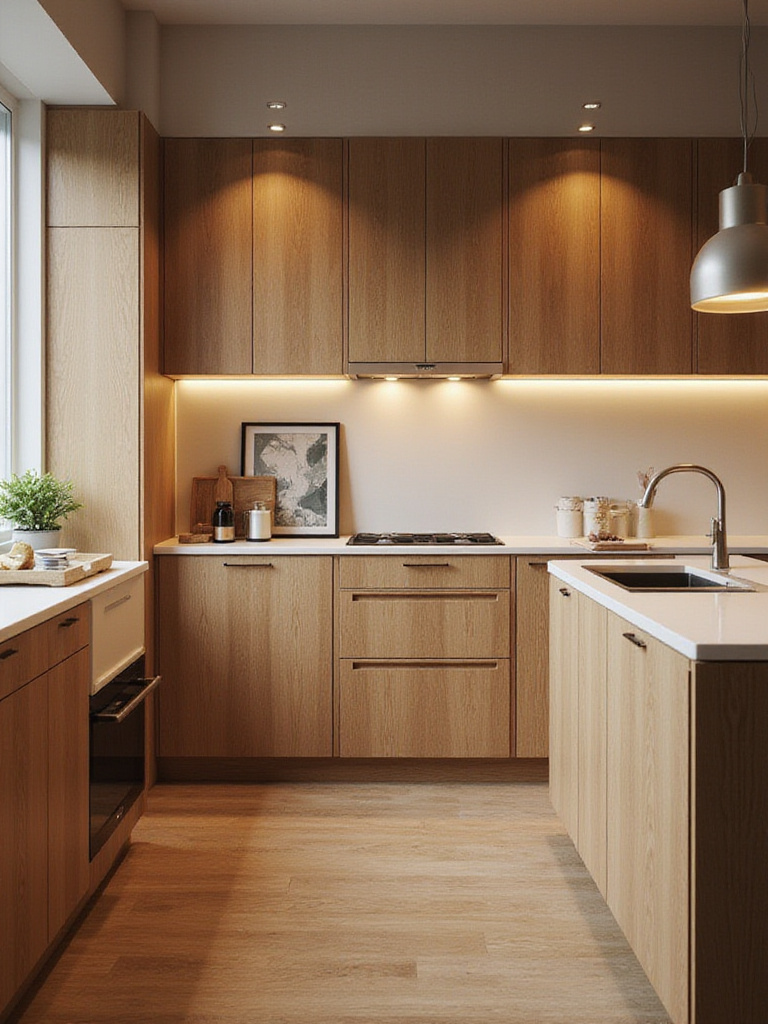 Professional kitchen design showcasing organized cabinets and stylish decor.