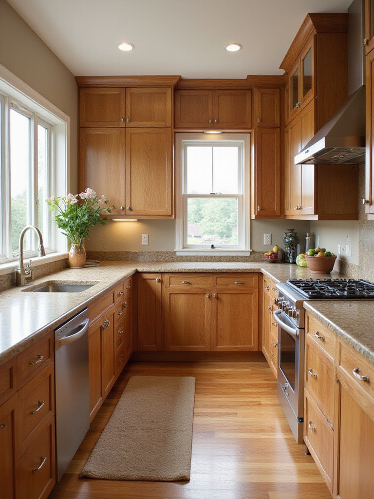 A well-designed kitchen featuring sustainable cabinets made from FSC-certified wood, showcasing eco-friendly design.