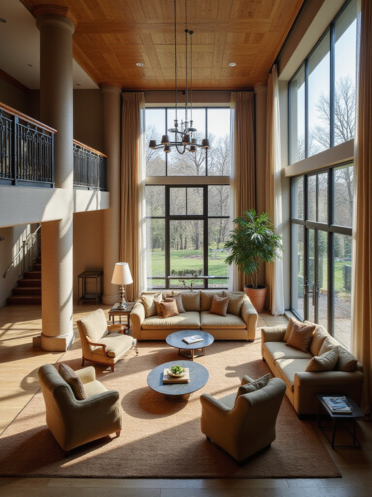 Optimal luxury living room furniture layout showing clear flow paths and intimate seating areas for enhanced comfort.