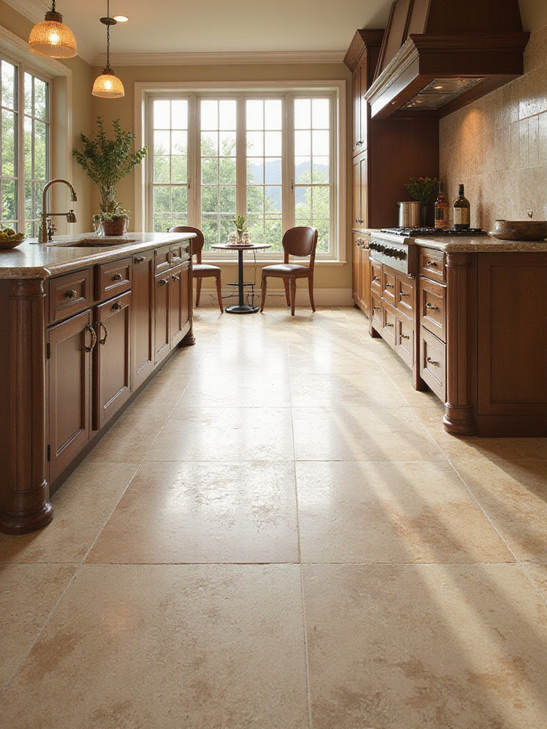 Luxurious kitchen with durable high-end flooring and elegant design.