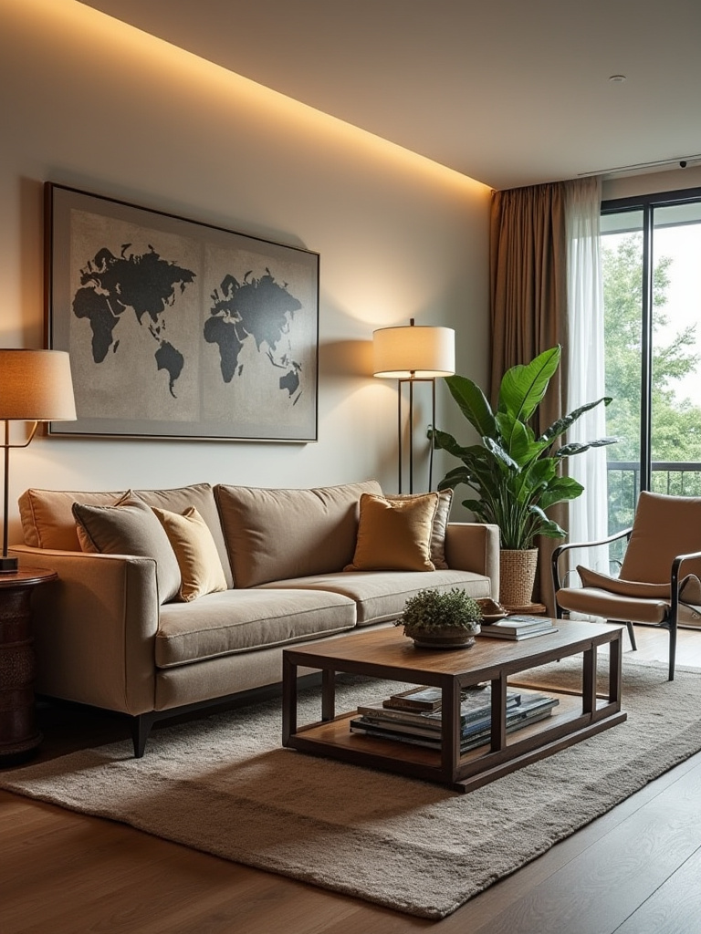 Professional photo of a cozy and functional living room designed for intentional use.