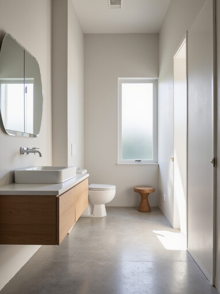 Minimalist bathroom design with serene and uncluttered spaces.