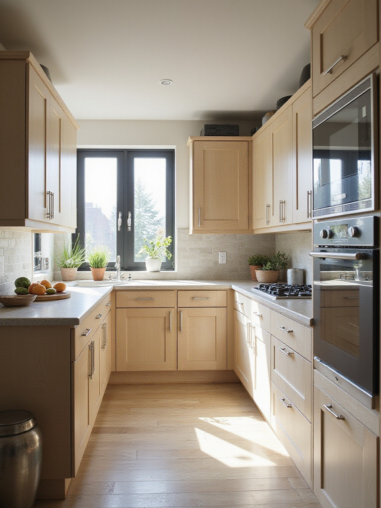 Small kitchen with an L-shape layout utilizing corner space