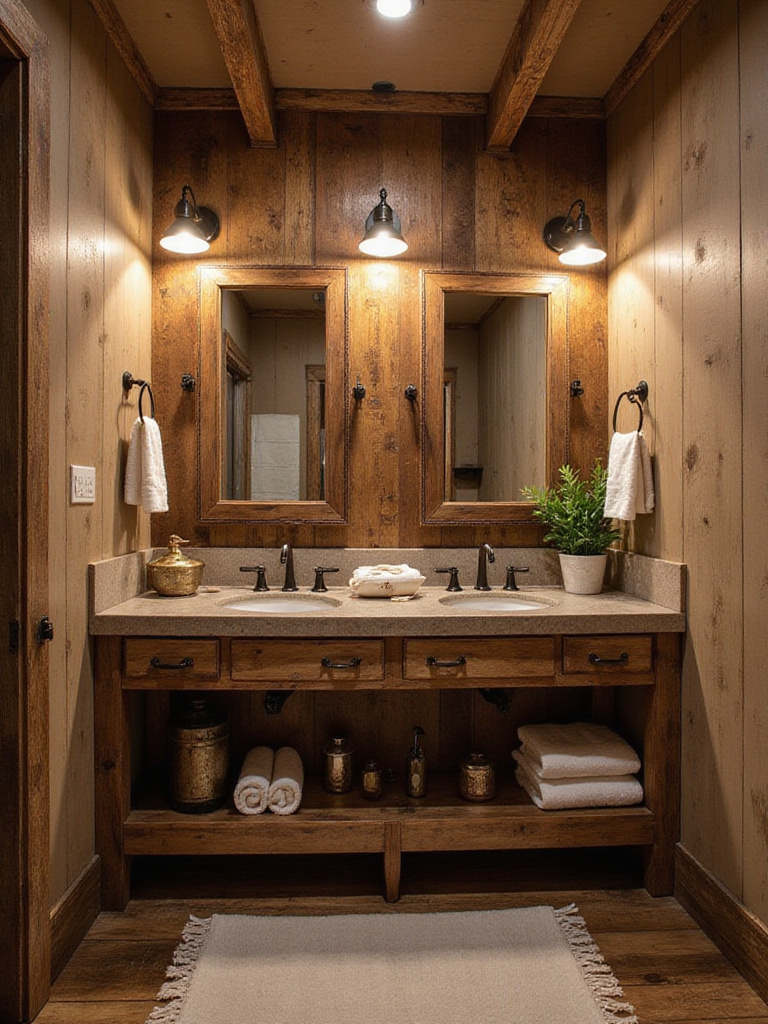 Rustic bathroom design featuring reclaimed wood and vintage fixtures