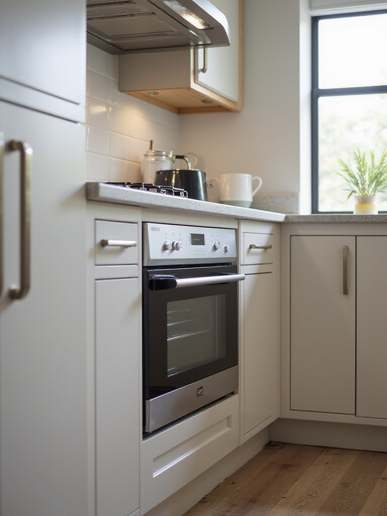 Integrated slimline dishwasher in a stylish small kitchen setting