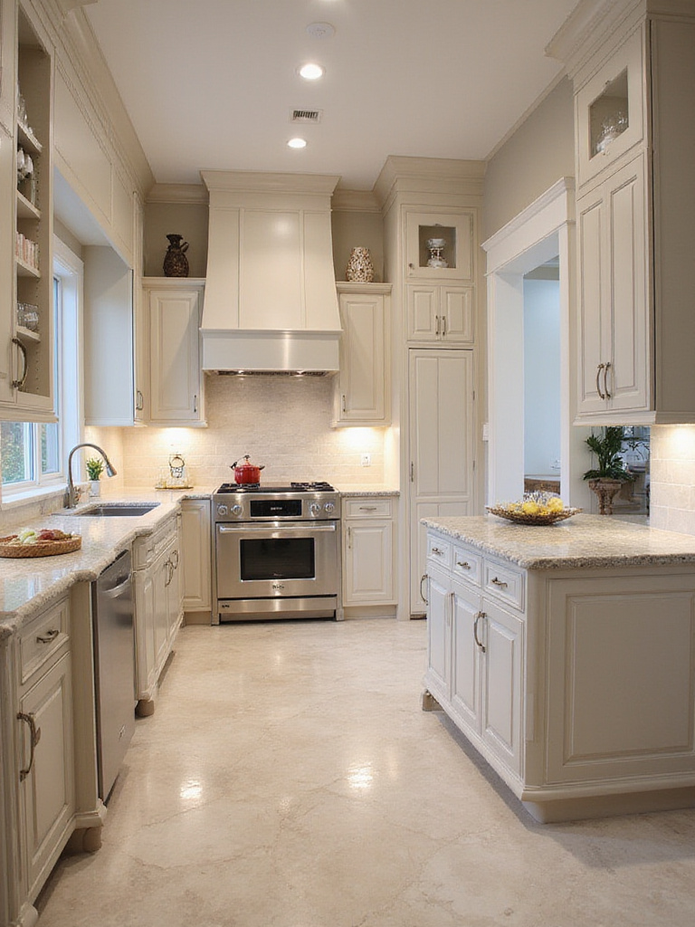 Luxury kitchen showcasing high-end materials and impeccable post-renovation care.