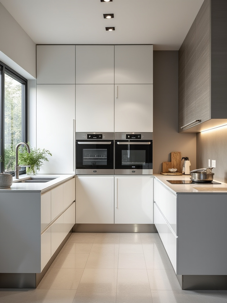 Modern single-wall kitchen layout with efficient storage solutions