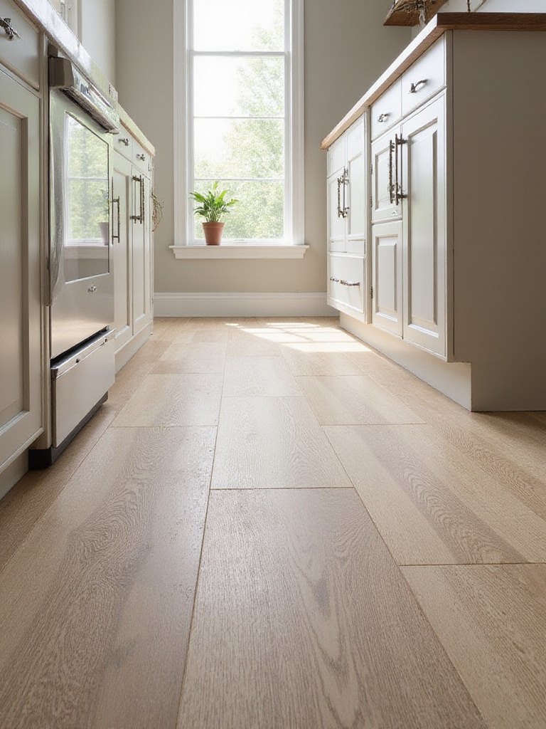 Beautiful kitchen showcasing durable resilient flooring with modern design elements.