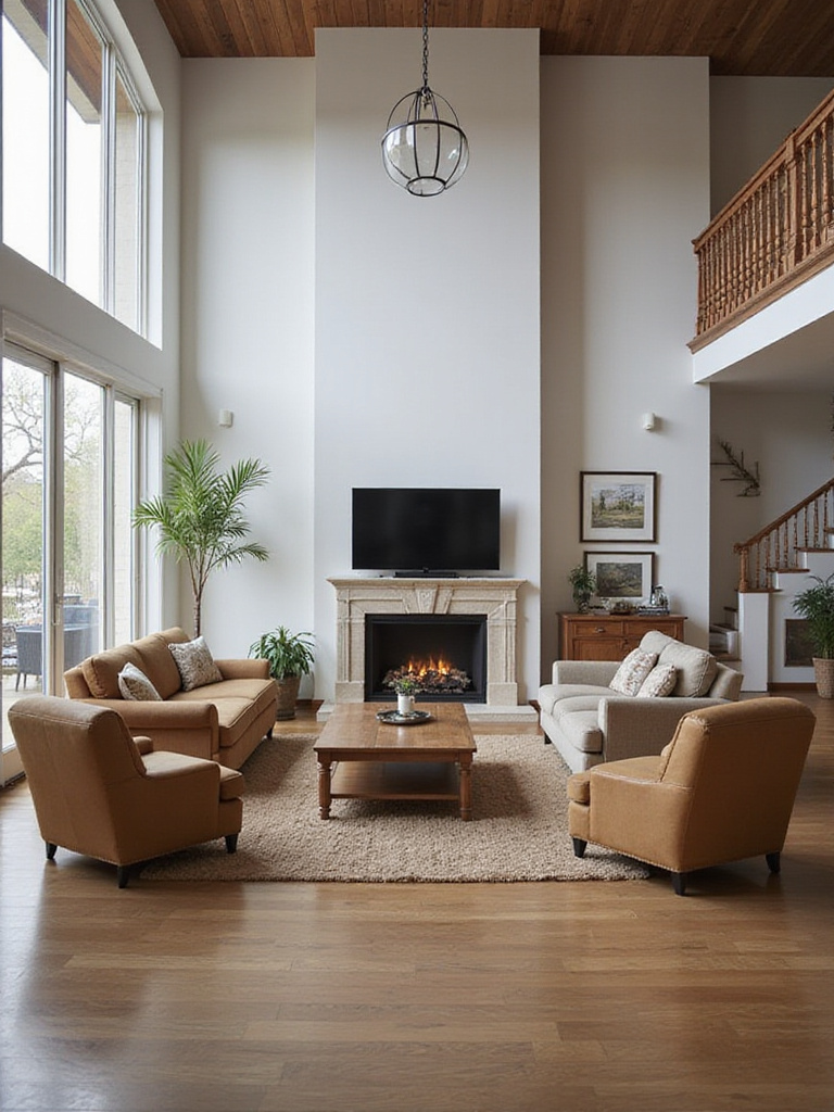 Optimized living room furniture layout showcasing seamless traffic flow and comfort.