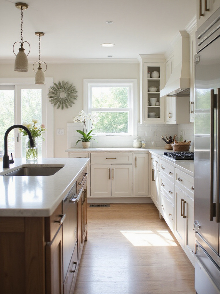 Well-maintained kitchen with pristine countertops and cabinetry.