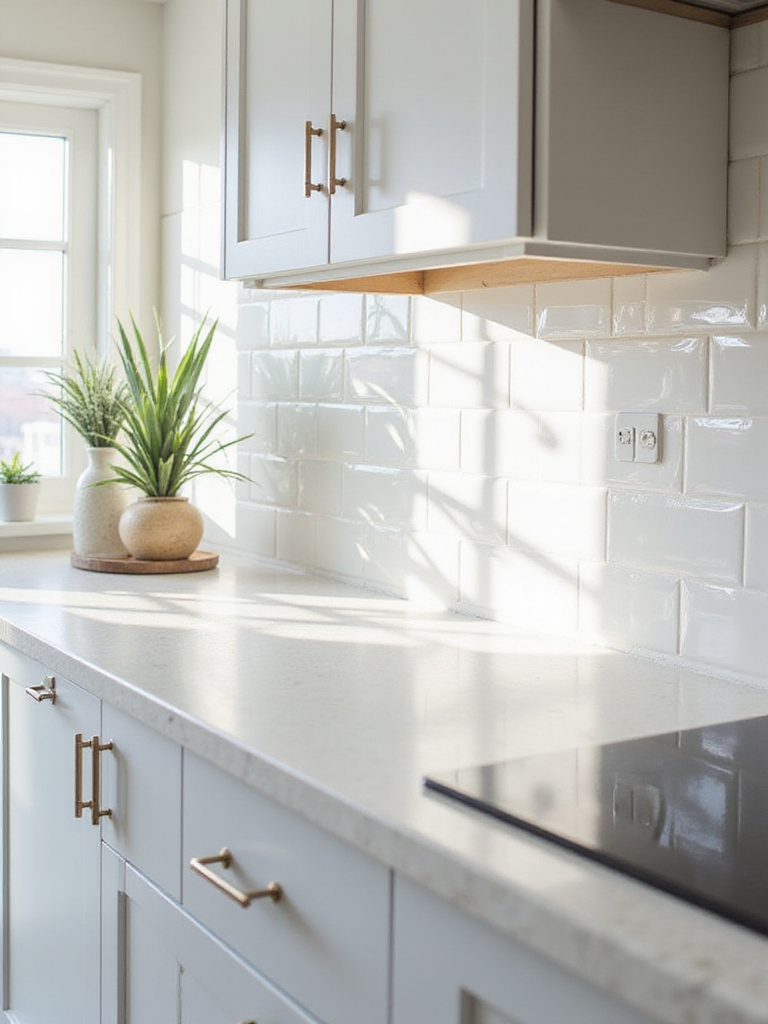 A professional kitchen with a reflective backsplash that enhances light and space.