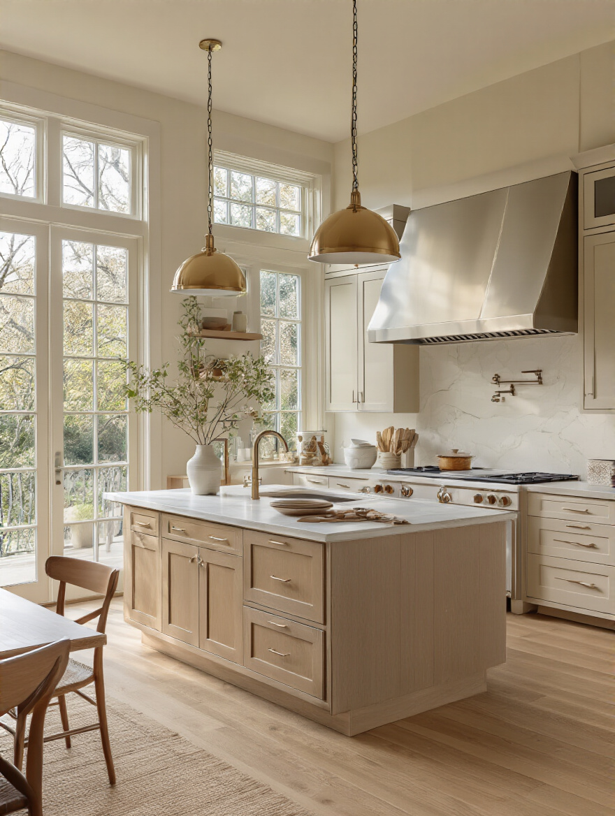 Modern kitchen showcasing ideal island dimensions for seamless traffic flow