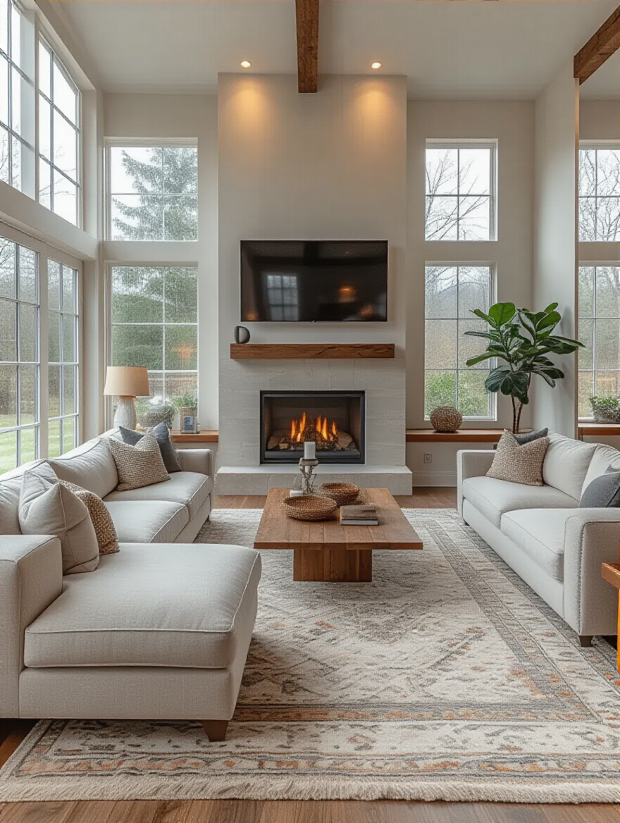 Modern living room with functional furniture layout emphasizing the primary function of the space