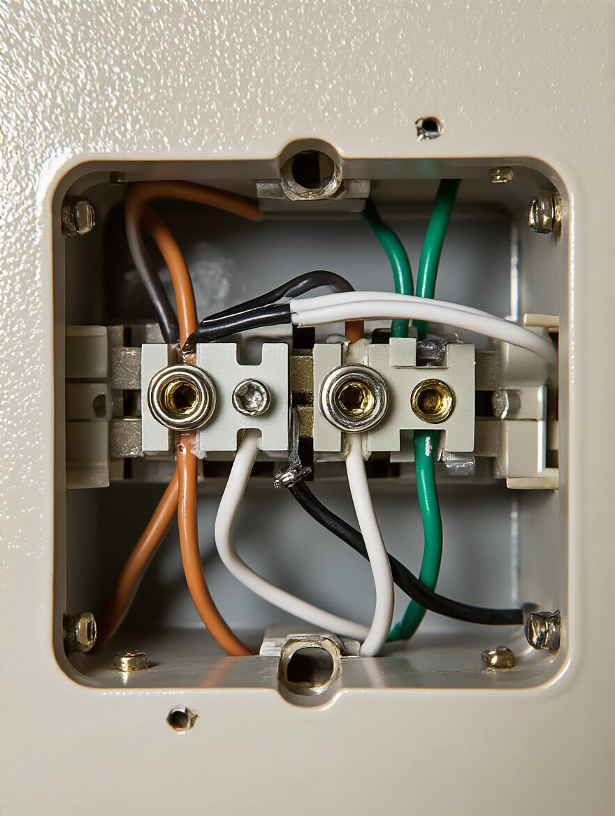 Close-up of safely wired kitchen lighting fixture junction box showing properly connected wires with wire nuts