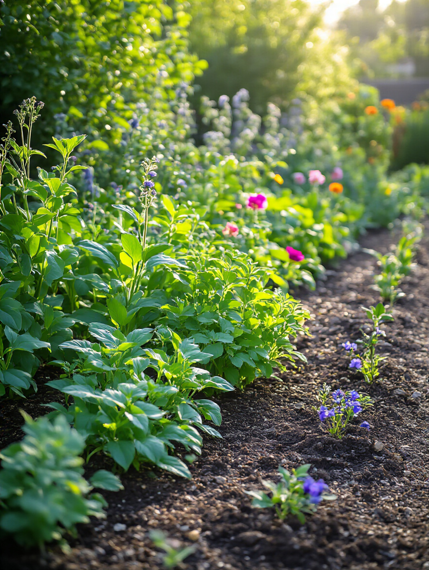 Vibrant, thriving garden bed with diverse, healthy plants growing abundantly, illustrating successful USDA Hardiness Zone plant selection.
