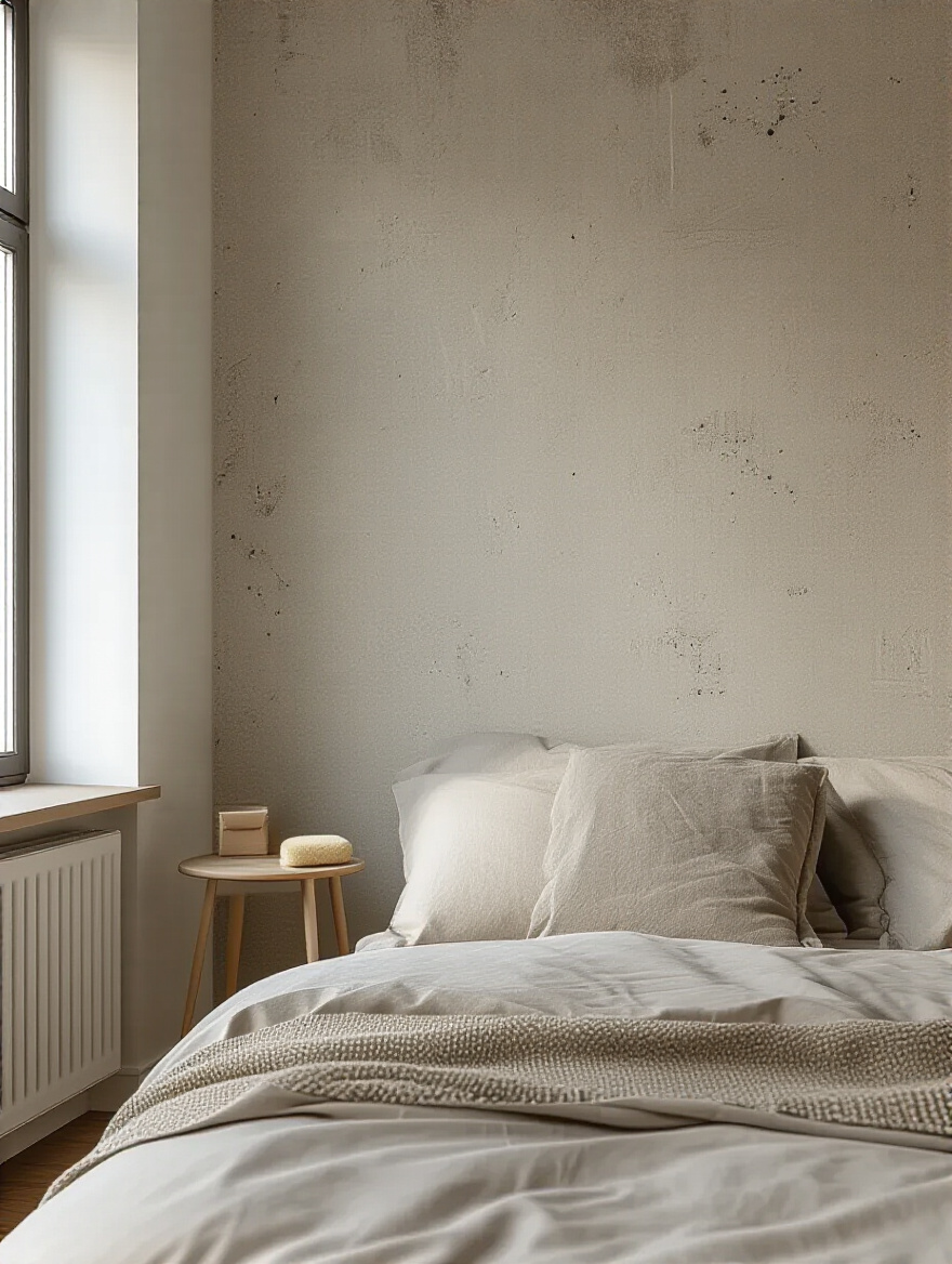 Portrait of a bedroom wallpaper accent wall with flawless seams