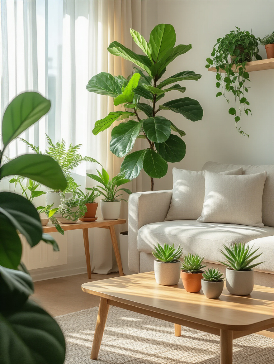 A close-up of a meticulously curated display of diverse travel souvenirs and personal collected items, including vintage cameras, pottery, framed photographs, and an antique globe, arranged on a minimalist floating shelf in an apartment living room.