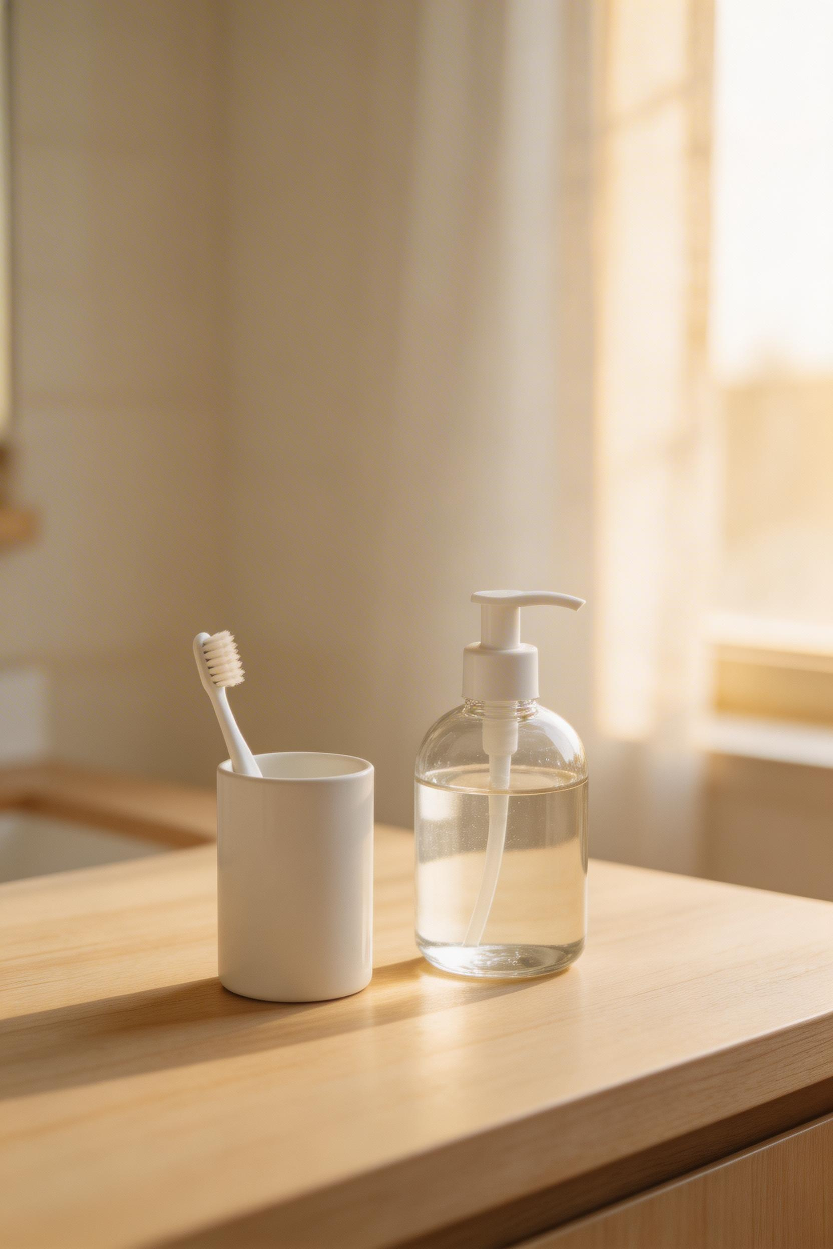 A clear countertop is intentional, not empty — the foundation of calm bathroom decoration in small spaces.