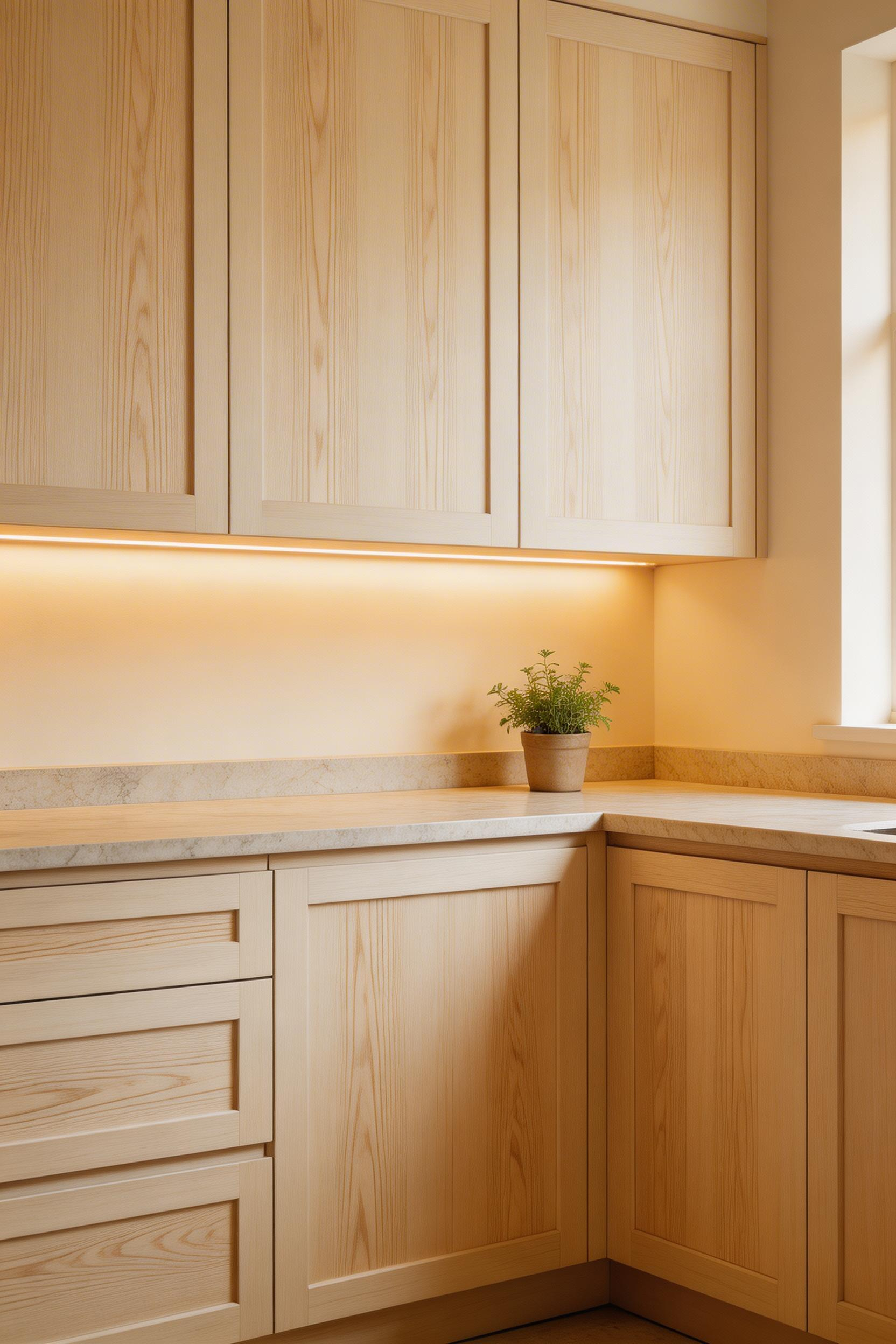 Rift-cut white oak kitchen cabinet design with a natural oil finish — a material choice that improves with age rather than dating itself to a particular year.