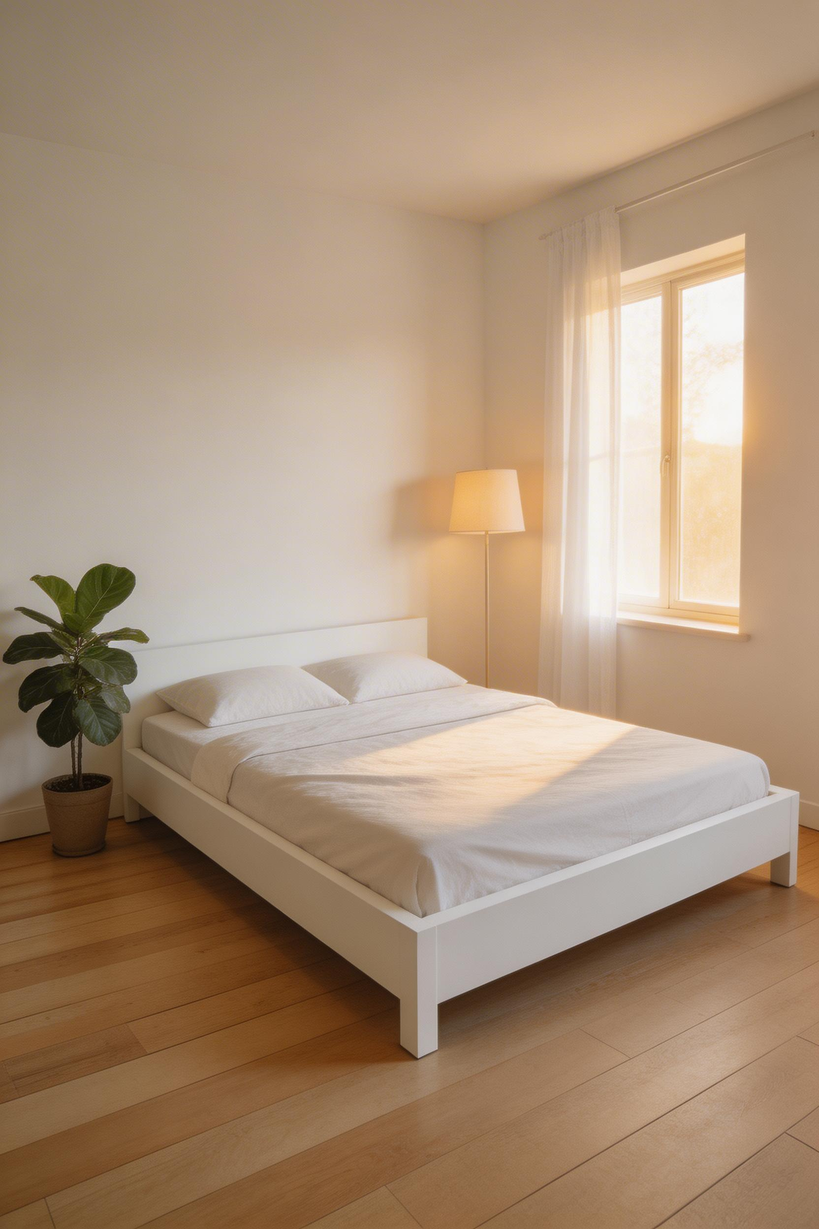 A diagonal bed placement in a small bedroom disrupts the boxy visual of a square room, with environmental psychology research confirming that diagonal lines are perceived as longer and the space as larger.