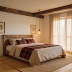 A fully composed rustic bedroom with reclaimed materials, layered textiles, and warm amber lighting demonstrates the material-first approach to rustic bedroom decor that makes spaces feel genuinely lived-in.