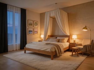 A sanctuary bedroom that combines 16 cozy design elements—warm lighting, organic materials, and sensory layering—to support nervous system calm and deep sleep.