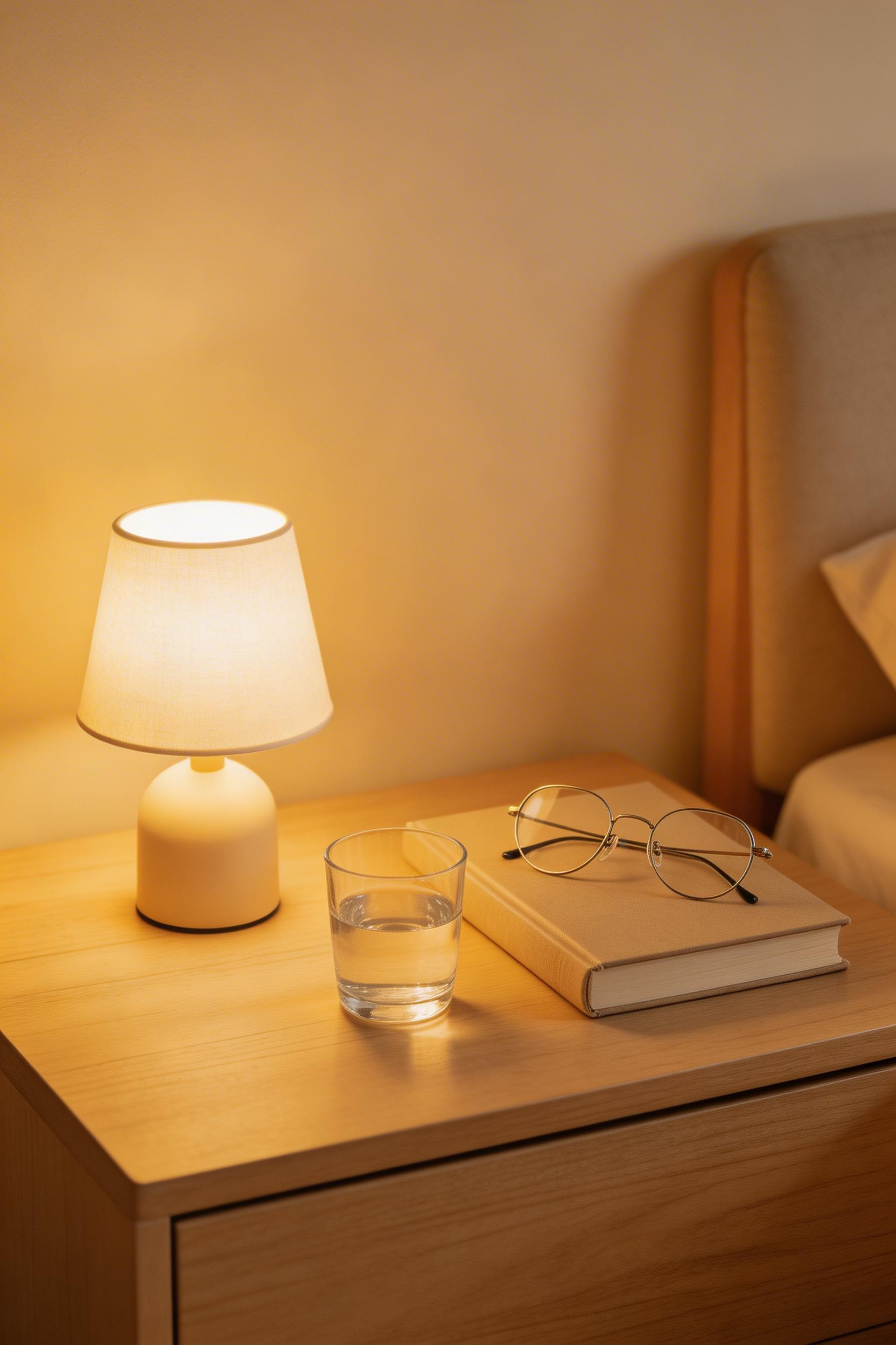 A minimal, intentional bedside table supports the mental quiet required for sleep onset and maintains nervous system calm.