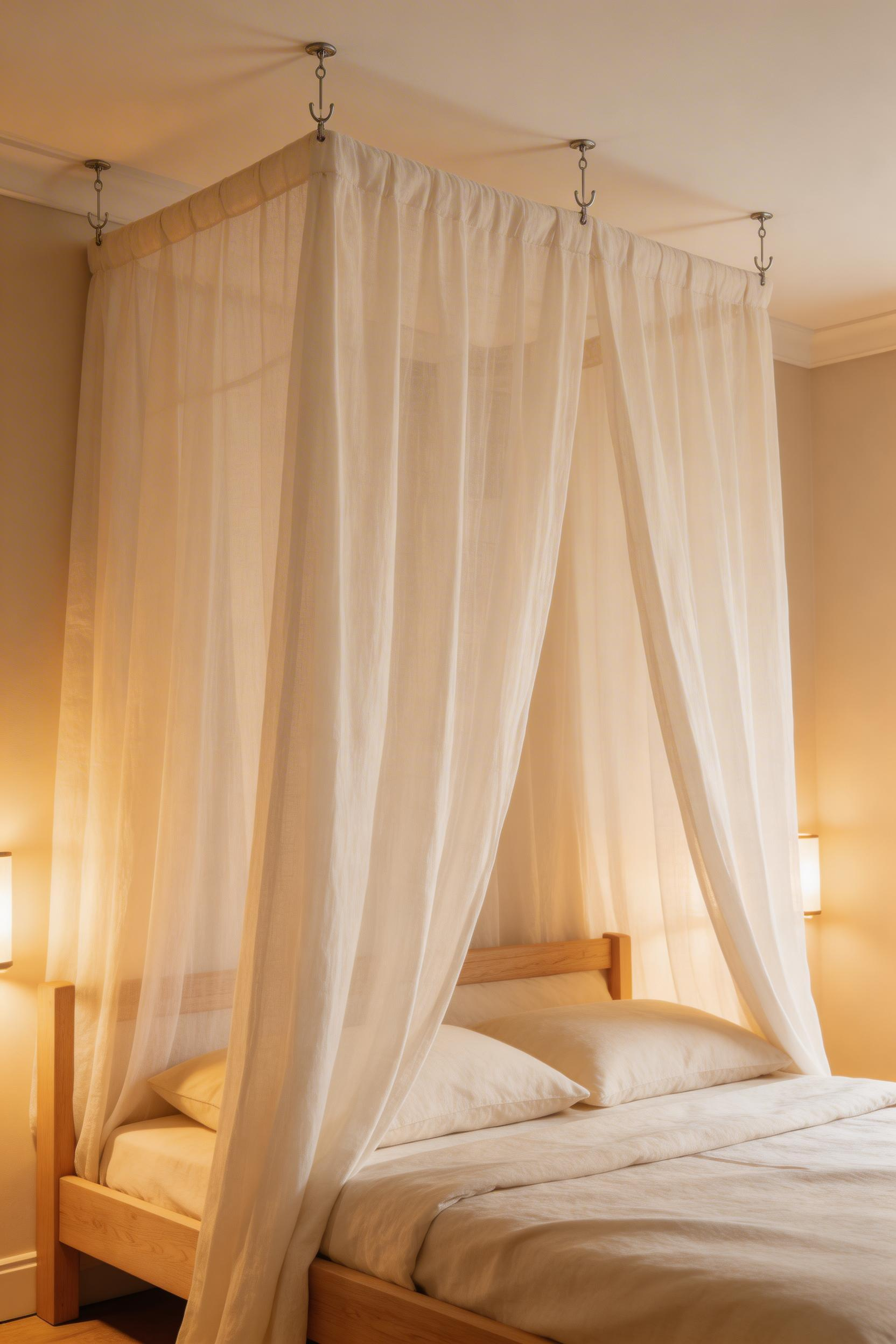 A fabric canopy provides psychological enclosure and activates the nervous system's safety response, supporting the sensory layers of cozy design.