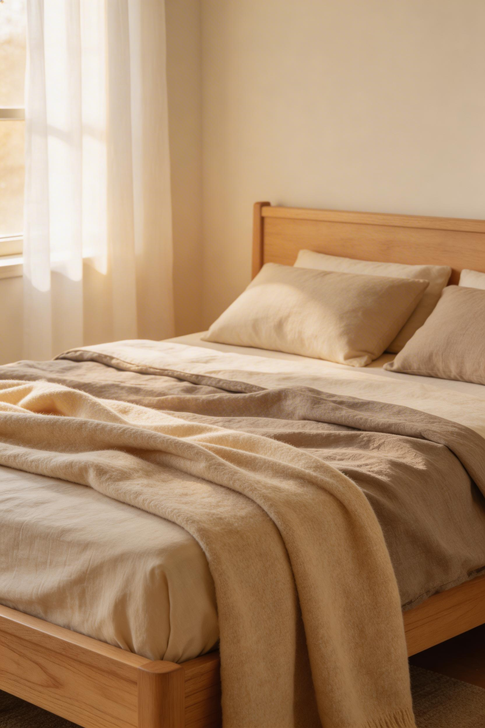 Layered organic bedding creates thermal comfort and sensory calm that supports deeper sleep cycles.