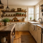 A complete farmhouse kitchen featuring shiplap walls, apron-front sink, open wood shelving, and reclaimed materials — the full picture of authentic farmhouse kitchen decoration done right.