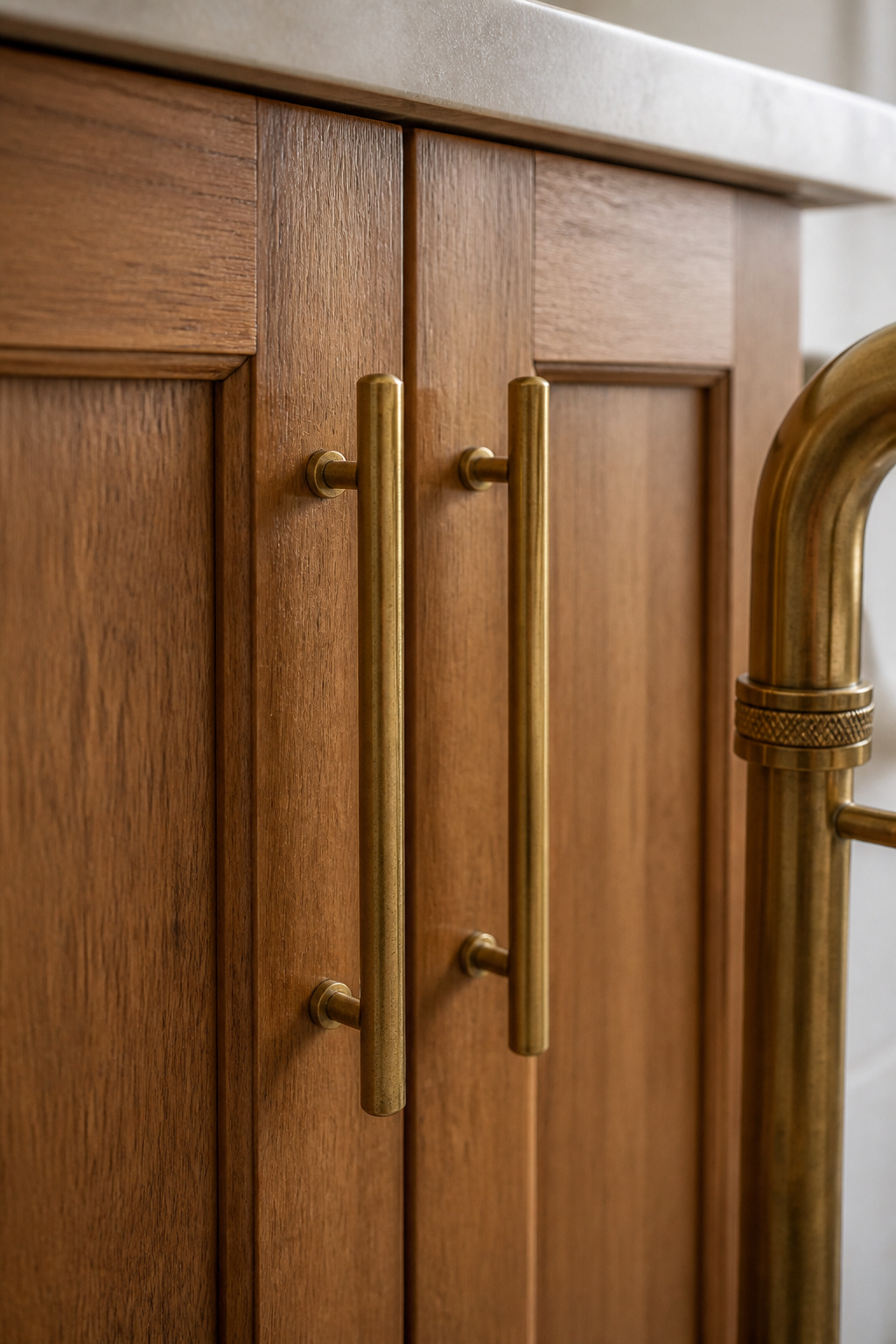 Unlacquered brass develops an uneven natural patina over one to two years — most darkened at the points of most contact, which is precisely what makes it interesting.