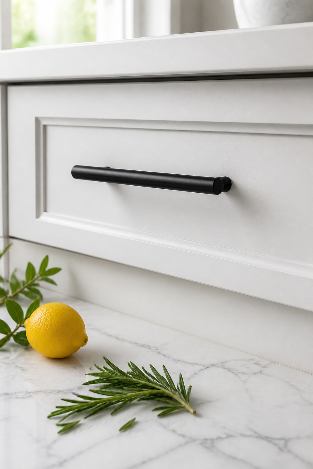 A matte black bar pull is one of the highest-impact per-dollar changes in any kitchen — and the swap takes about two hours.