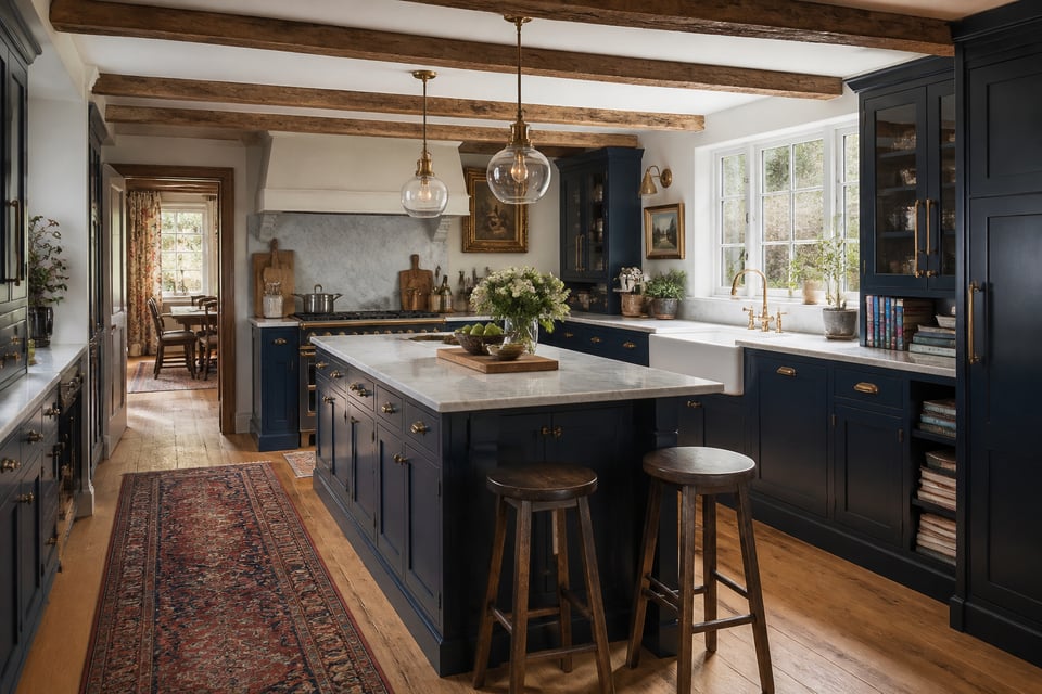 A kitchen that draws on timeless design ideas — heritage paint, honest materials, period-correct hardware, and a sound layout — reads as genuinely designed rather than assembled from trend boards.