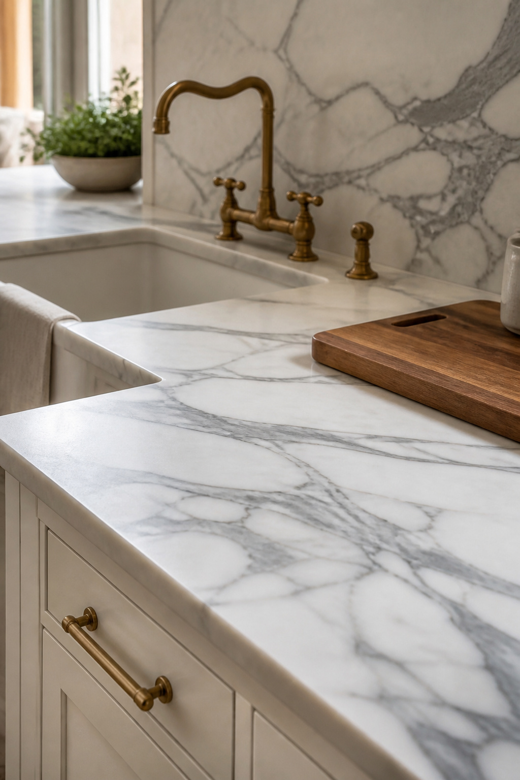 Natural stone countertops are the only surface material that improves with age — the veining, the patina, and the inconsistency are what make each kitchen with them unrepeatable.