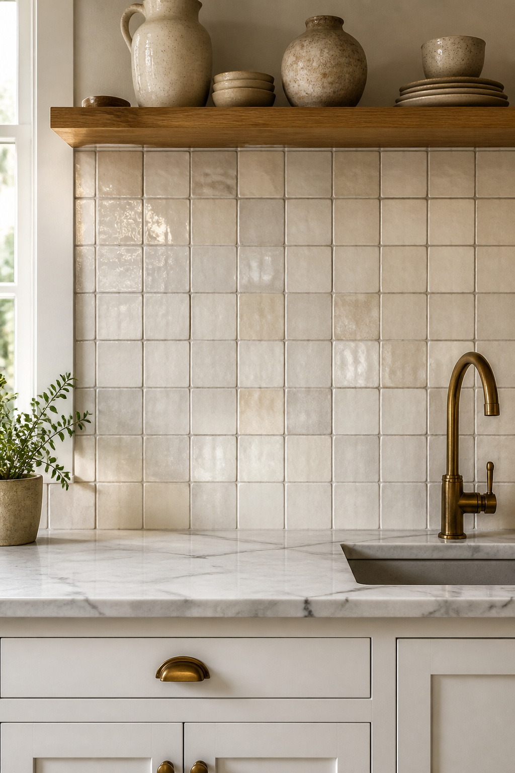 Handmade studio ceramic tiles with V3 glaze variation — mixing from every box simultaneously from the start prevents the colour banding that comes from completing one batch before opening the next.