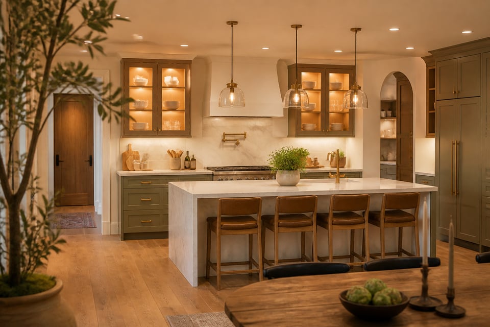 A thoughtfully layered kitchen lighting scheme — pendant, task, ambient, and accent lights working together — transforms the most-used room in the home into a space that's genuinely beautiful and well-suited to both cooking and daily wellness.