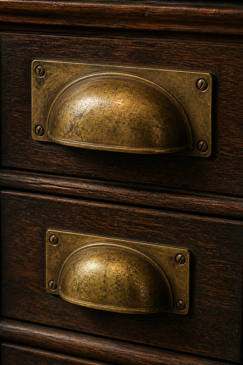 Unlacquered brass develops a natural patina over years of use — this is correct and desirable for period kitchen hardware, and the opposite of what lacquered brass does.