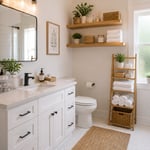 A small bathroom can hold a complete organization system without a single renovation — the key is layering vertical, freestanding, and counter solutions that work together.