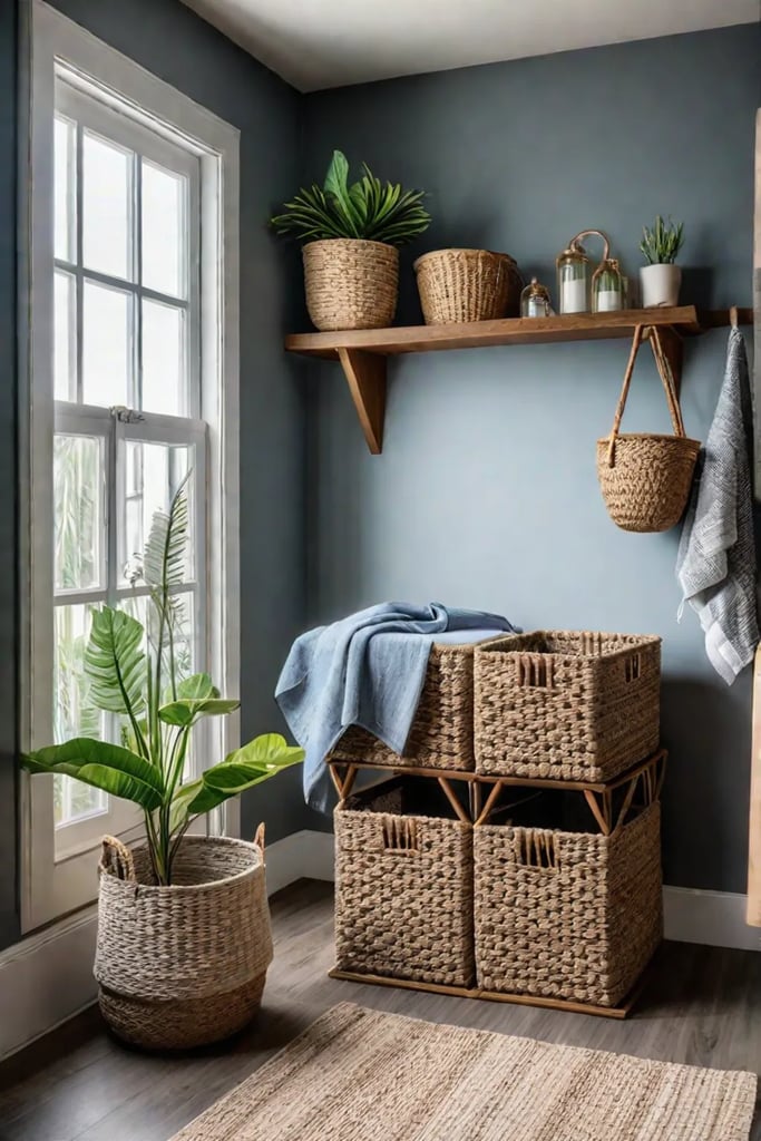 Bohemian laundry room with eclectic storage and petfriendly elements