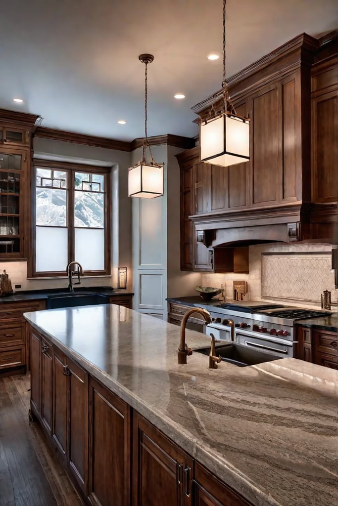 Cherry wood cabinets in a traditional kitchen
