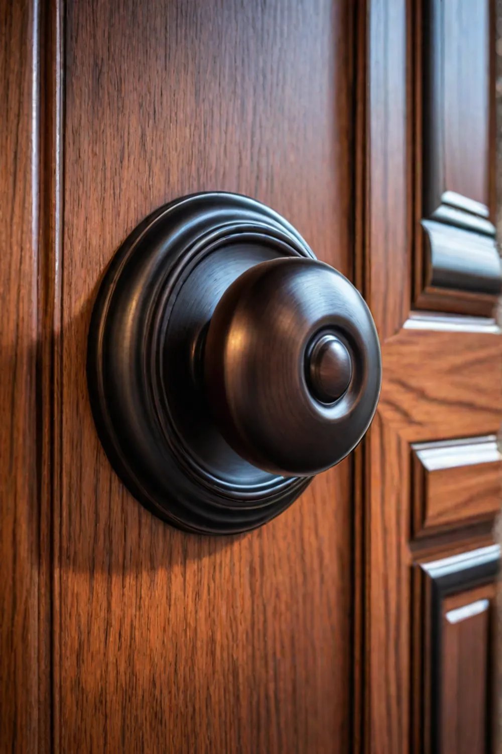 Closeup of intricate cabinet hardware details
