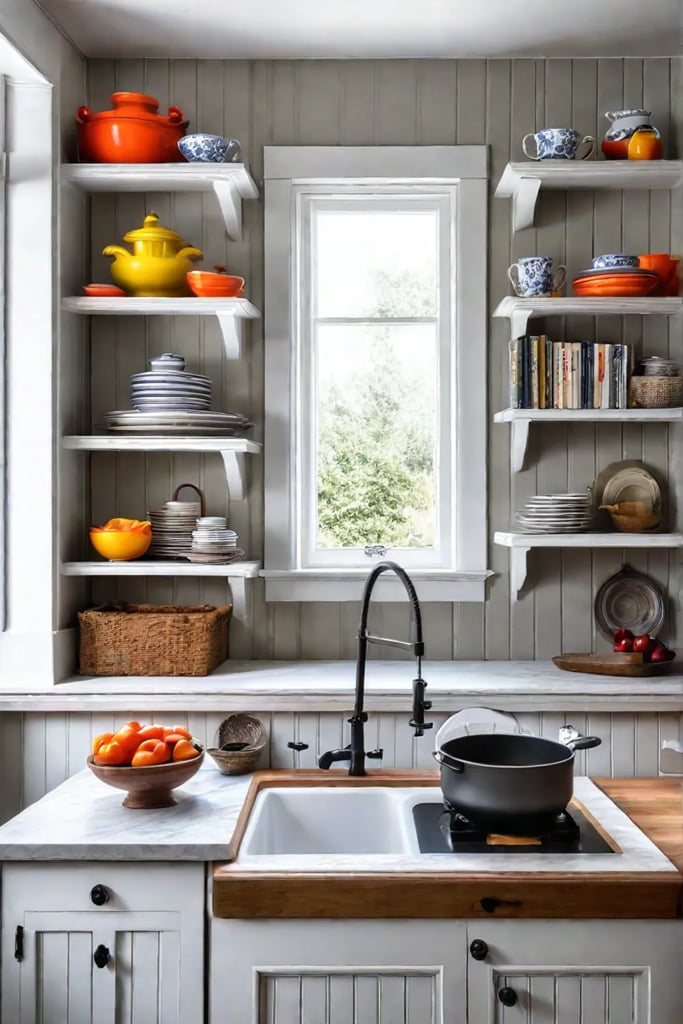 Cottagestyle kitchen with a vintageinspired stove