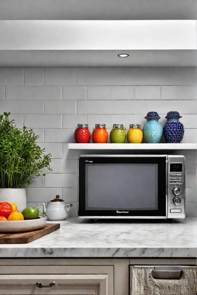 Country kitchen with a retrostyle microwave