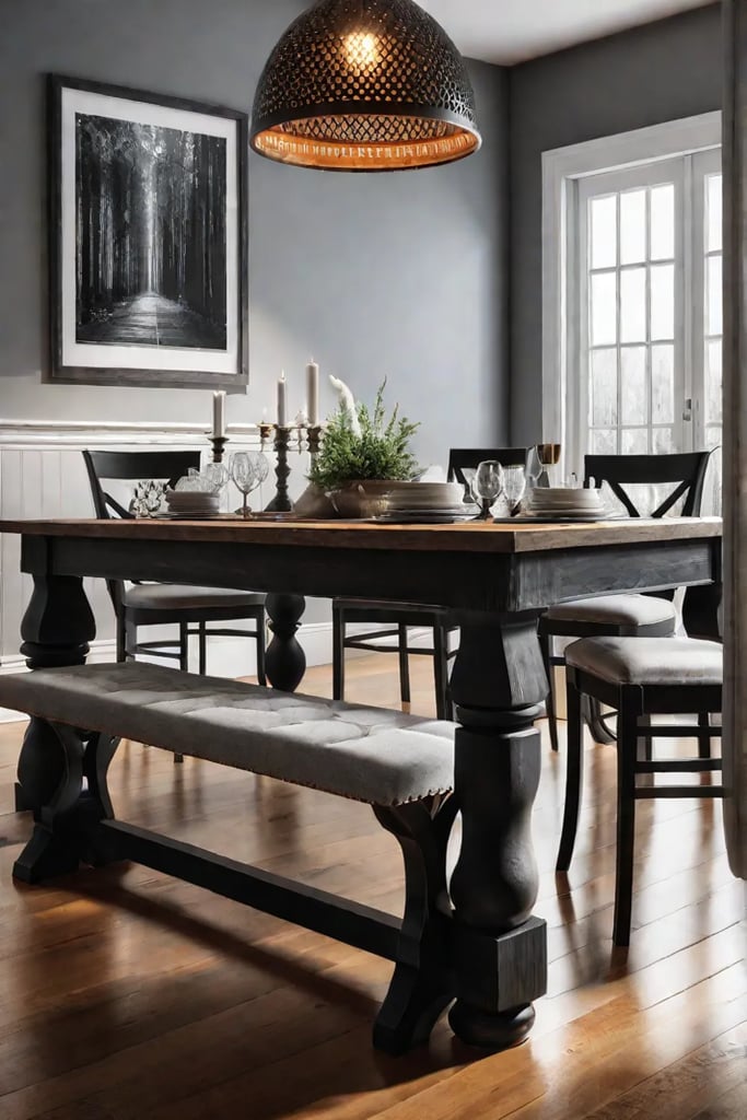 Customized DIY farmhouse table with handpainted details